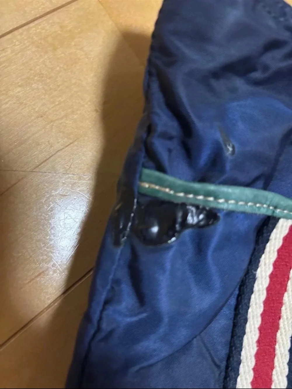 Gucci Navy Crossbody Messenger Bag with Red and White Web Stripes